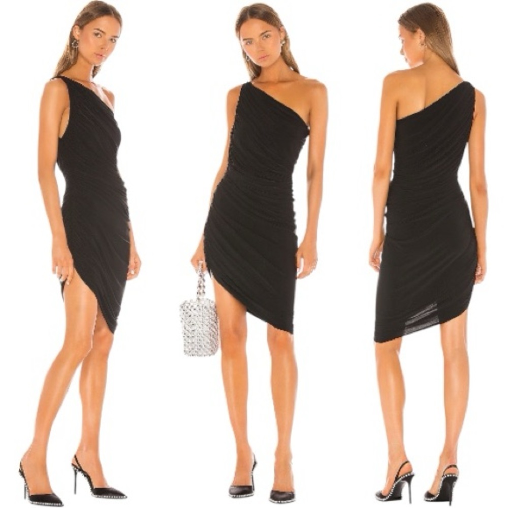 NWT Norma Kamali Black One-Shoulder Mini Dress
